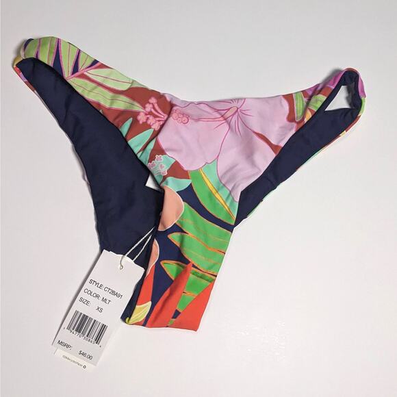 NWT Citrus Tropical Reversible Bikini Cheeky Bottoms ONLY Multicolor Women's XS - Picture 1 of 7